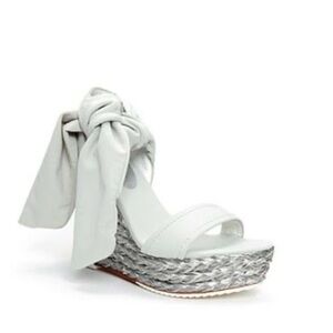 Donald‎ J. Pliner White and Silver Wedge Sandals